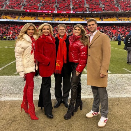 Ava Hunt with her mother, father, and two siblings in GEHA Field at Arrowhead Stadium. 